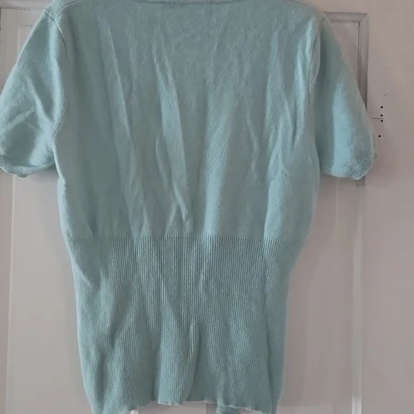 Victorias Secret cashmere SS tie sweater L pale blue - Picture 4 of 5